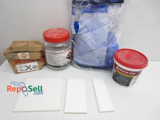 Lot 31-3518 - Box of White Bathroom Tile, Bullnose, Accessories, etc.