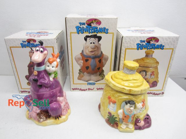 Lot 31-8429 - (3) Flintstones Cookie Jars with Original Boxes