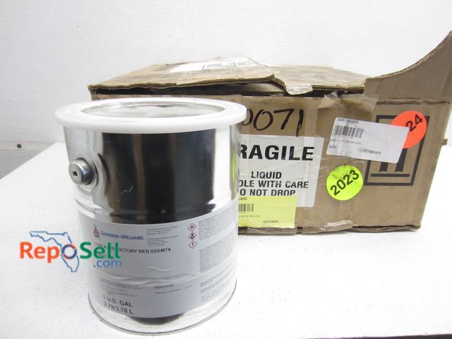 Lot 31-9112 - (4) One Gallon Cans Sherwin Williams Low Haps Victory Red Paint