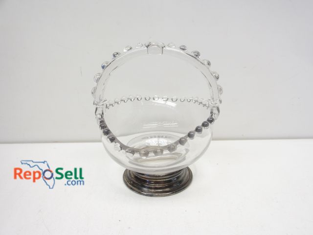 Lot 31-1000 - Sterling Base Glass Candy Dish - 12.5 oz total
