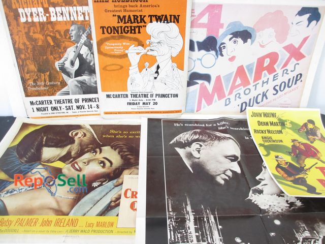 Lot 31-1269 - Assorted Vintage Movie &amp; Theater Posters; Cardboard and Paper; Marx Brothers (1933) ; Mark Twain...