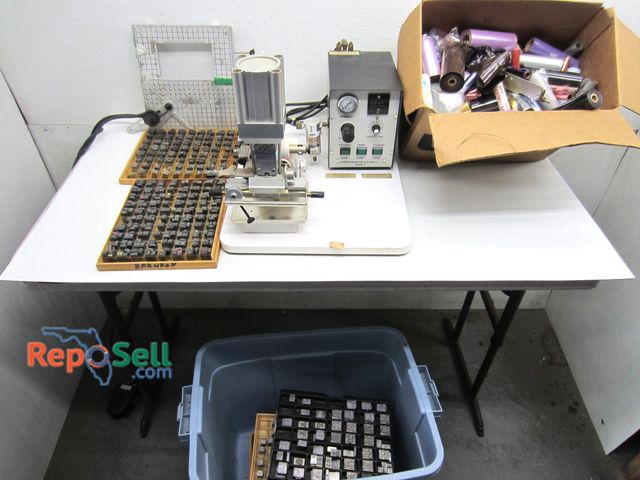 Lot 31-5221 - Howard Personalizer Hot Foil Imprinting Machine w/ Attachments/ type holders And Foil Rolls - Power ...