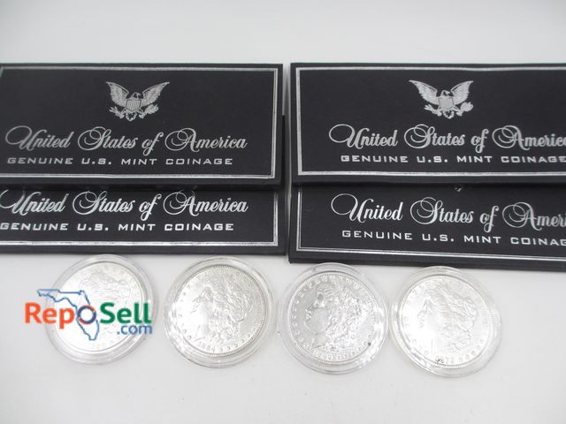 Lot 31-7003 - (4) US Mint Morgan Silver Dollars with Covers: 1879, 1884, 1889, 1890