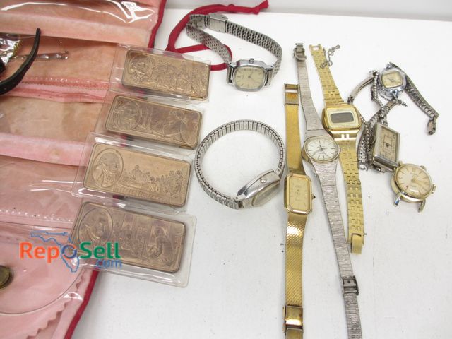 Lot 31-9254 - Watch and Accessory Lot and (4) Bronze "Greatest Americans" Bars