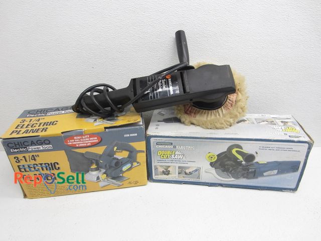 Lot 31-2424 - Tool Lot All Power On: Double Cut Saw, B&amp;D Sander/Planer, 3 1/4 Planer (appears new)