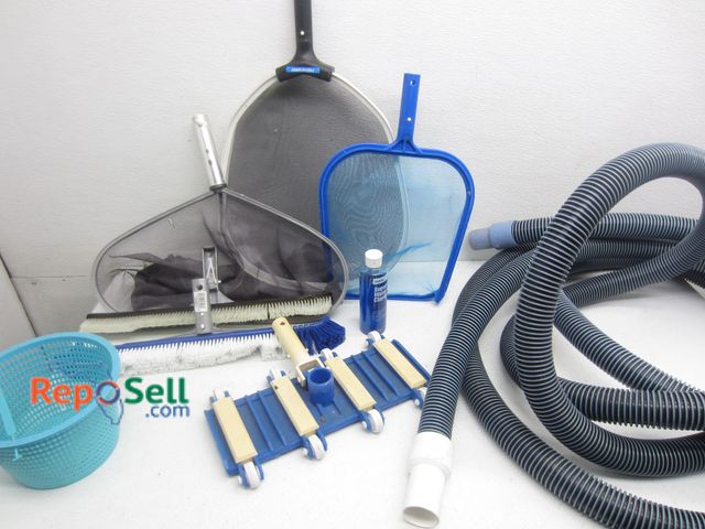 Lot 31-7144 - Pool Supplies: (3) Nets, (2) Brushes, Hose, etc.