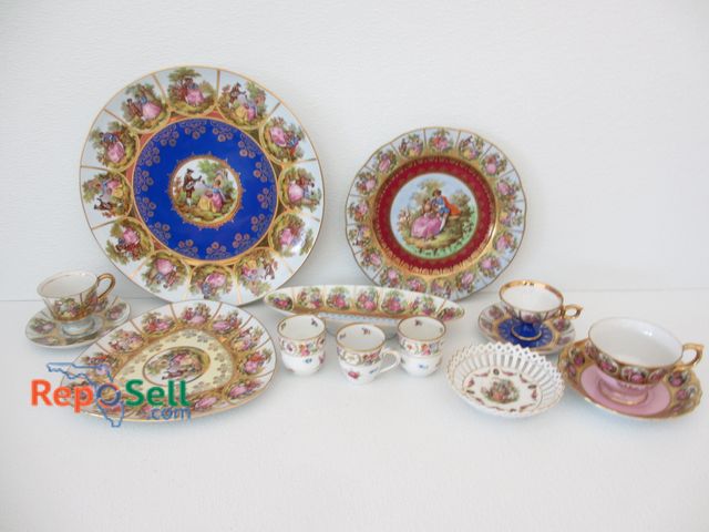 Lot 31-1374 - Lot of Vintage Collectibles: (6) Tea Cups, (3) Platters - Royal Vienna, Most from Bavaria