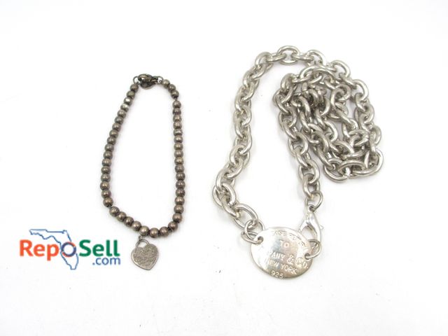 Lot 31-9010 - (2) Tiffany Jewelry Pieces: .925 Bracelet (5.25g) and Necklace