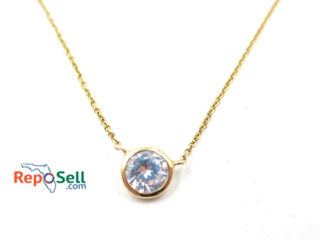 Lot 31-5004 - 12K Yellow Gold Quartz Pendant and16"  Chain - 2.0g total