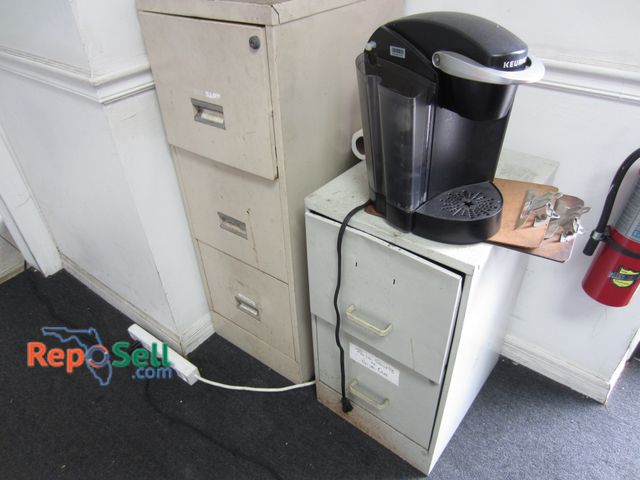 Lot 31-1193 - (2) Filing Cabinets and Keurig coffee maker (missing water tank lid)
