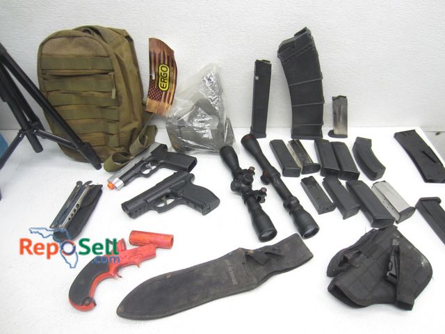 Lot 31-7084 - Firearm And Pellet Gun Acces: (14) Assorted Gun Mags, Simmons Scope, Tactical Bag, (2) Pellet Guns e...