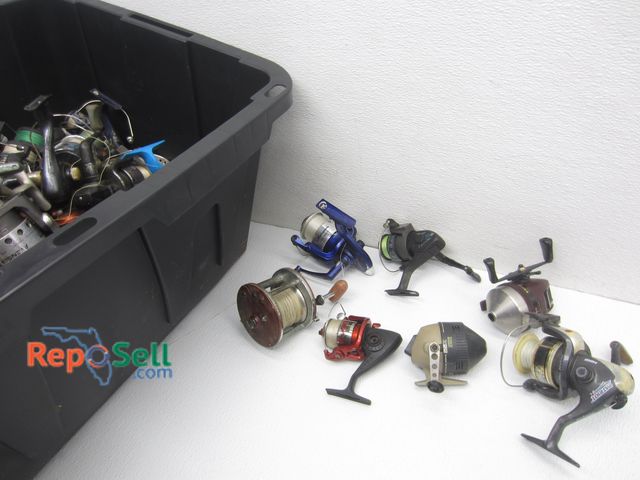 Lot 31-9099 - Big Bin Of Over 50 Fishing Reels (Some for Parts, Some Need Repair): Penn, Shakespeare, etc. - 27 Ga...