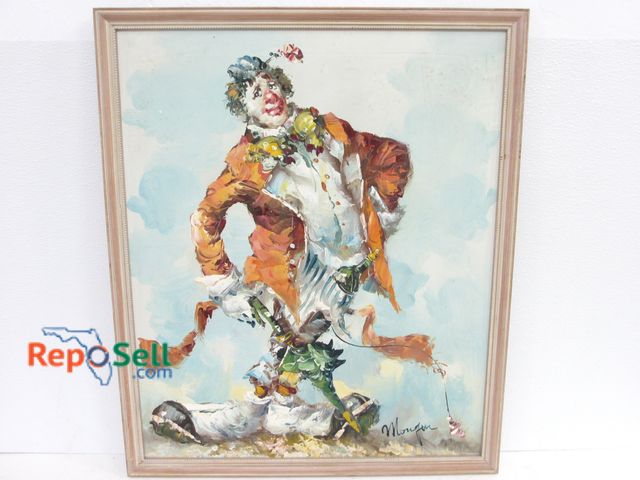 Lot 31-1188 - Clown Painting; Original Oil on Canvas; Signed 21"x 25"