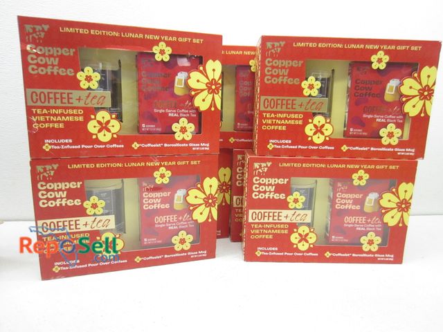 Lot 31-9341 - (8) Limited Edition New Copper Cow Tea Infused Vietnamese Coffee Making Kits In Box
