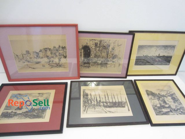 Lot 31-9054 - Six Framed Etchings And Lithographs By Various ArtistsÂ Includes Works Like Billingsgate In the Styl...