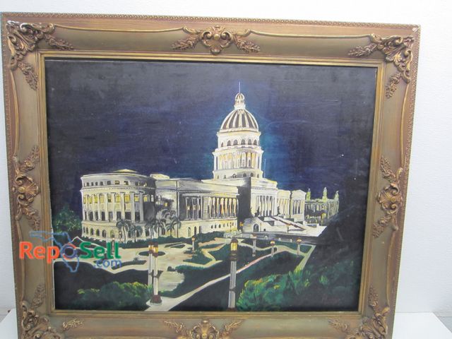 Lot 31-2499 - Framed Original Oil Painting "The Capital" By Alanso 37"x31"