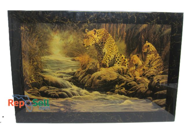 Lot 31-5134 - Leopard w/ Cubs Acrylic Art Piece, 42"x28"