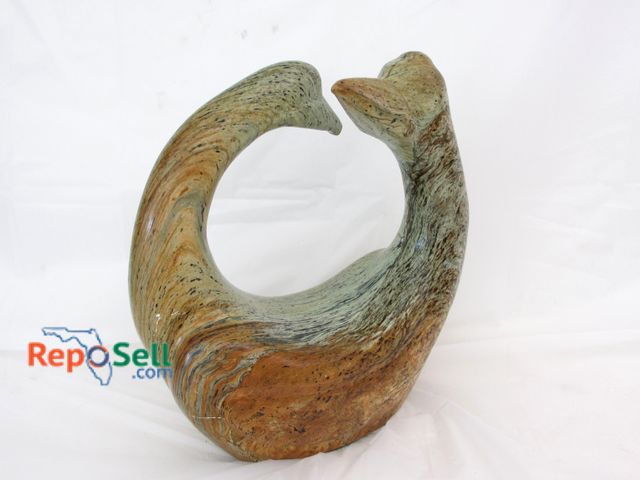 Lot 31-1075 - Carved Soap Stone Green Geese Sculpture by Camille Allard, St. Augustine (#1)