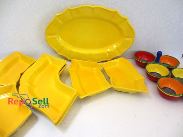 Lot 31-1321 - (2) Dansk Appetizer Bowls, Set of Yellow Glass Appetizer Serving Dishes, Serving  Platter - Giacomin...