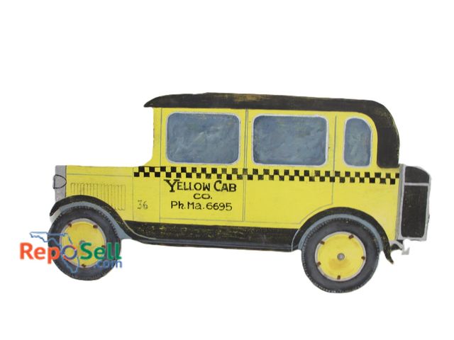 Lot 31-1200 - Hand Cut, Hand Painted Yellow Cab Wood Sign; 49" x 24"