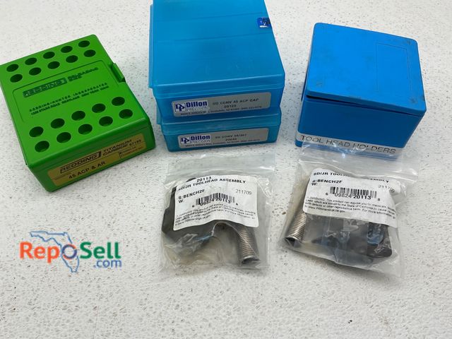 Lot 31-1457 - One Redding 45 ACP Titanium Carbide Die Set in green case, two Dillon Precision Carbide Die Sets lab...