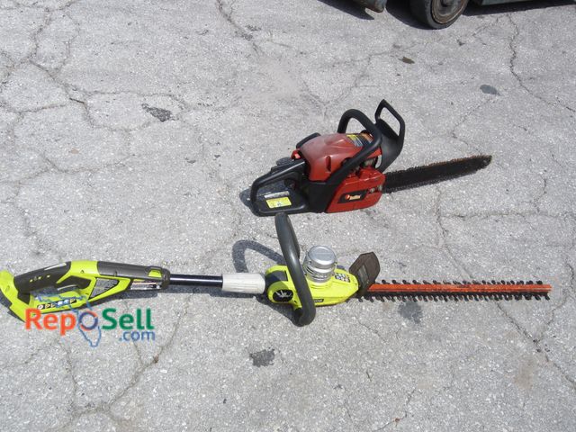 Lot 31-6184 - Ryobi 24 V Hedge Trimmer (Untested, Tool Only) And Red Max Chainsaw - Has Compression