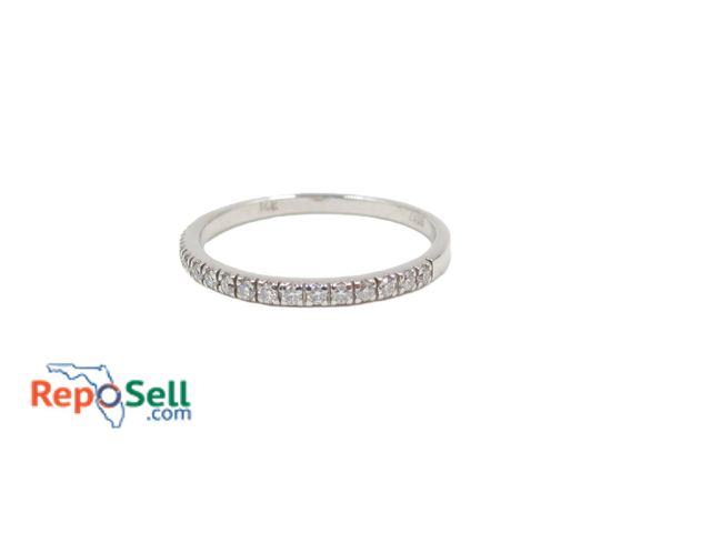 Lot 31-4001 - 14K White Gold Diamond Ring Size 9, Slim Band, 1.9g total