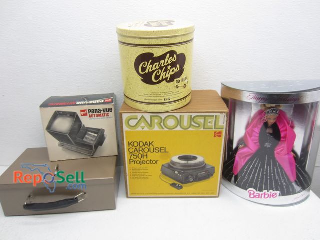 Lot 31-1257 - Estate Lot: Barbie, Kodak Projector, Charles Chips Tin, etc.