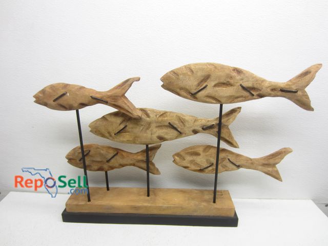 Lot 31-1380 - Wood Carved Fish Sculpture 21"H x 32L