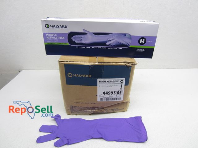 Lot 31-2485 - New (400) Halyard Purple Long Nitrile Max Exam Gloves Size M ##44993