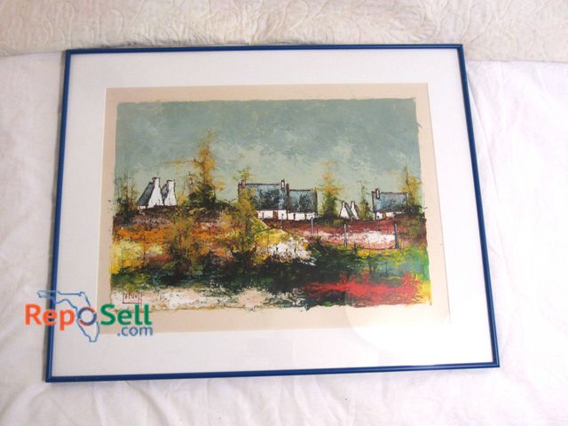 Lot 31-9046 - Framed Print With Blue Frame Signed By Le Lune, Described As By Alexandre Minguel.
