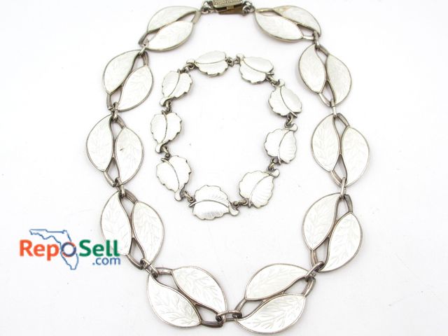 Lot 31-9504 - .925 Silver &amp; Enamel Necklace and Bracelet (clasps need repair) - 67g total