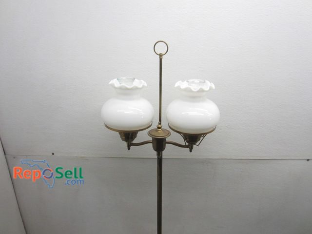 Lot 31-6538 - Vintage Floor Lamp w/ White Glass Shades, 56" Tall, Powers On