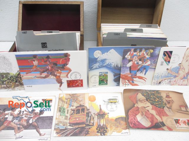 Lot 31-9096 - Vintage 1980's Postcard Collection in Wood Boxes