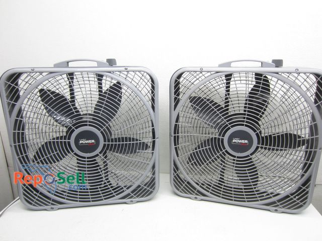 Lot 31-4060 - (2) Lasko Power Plus Box Fans - 1 Appears New, Both Power On