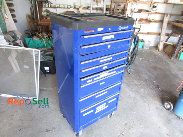 Lot 31-2587 - Kobalt Rolling Tool box with a few tools. 54" x  30" W x 18"