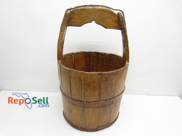 Lot 31-7477 - Vintage Wooden Chinese Water Bucket