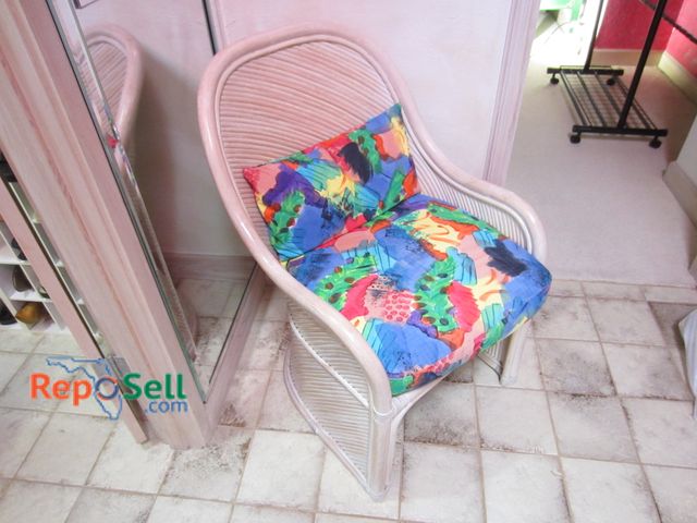 Lot 31-1254 - Custom Accent Chair - Wood/Rattan
