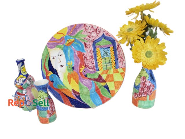 Lot 31-1044 - (4) Ceramic Pieces (Platter by Mann), All Made in Italy