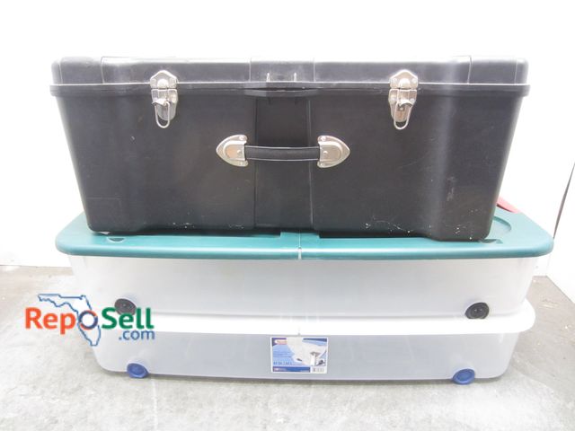 Lot 31-7398 - (3) Storage Containers w/Wheels: 2 - "Under the Bed", 1 - Contico Storage Box