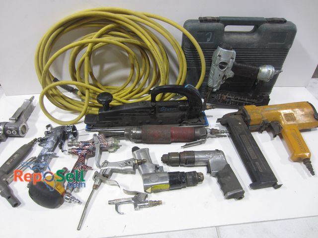 Lot 31-8095 - (13) Pneumatic Tools and Air Hose: Nailers, Sanders, Air Hammers, etc.