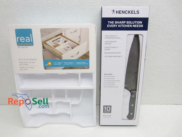 Lot 31-2216 - New Henckels 10pc Knife Set &amp; Two Tier Drawer Organizer