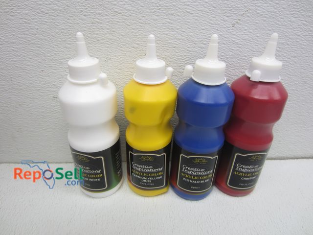 Lot 31-8127 - (32) Total Creative Inspirations Acrylic: (6) - Pnthalo Blue 150ml Each, (6) Crimson Red 500ml each,...