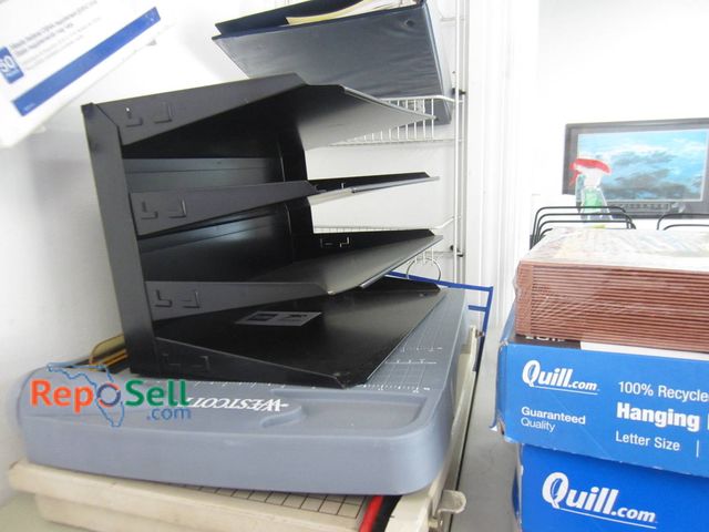 Lot 31-1313 - Office Supplies (does not include cabinets) Including Paper Cutters, Quill Hanging Folders, Desk Org...