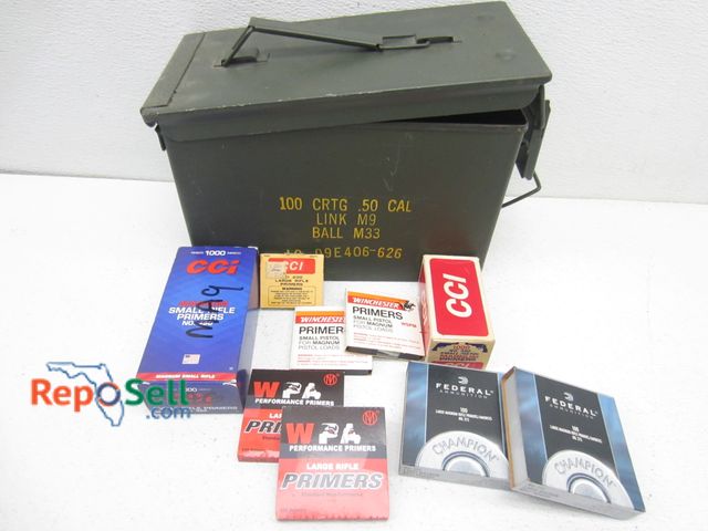 Lot 31-5250 - Metal Ammo Can and Small Primers