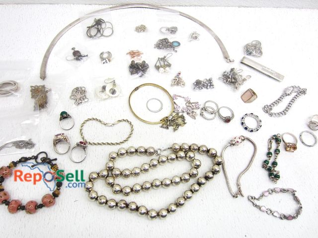 Lot 31-9313 - Lot of Mostly .925 Silver Jewelry: Some Gemstone Rings - Approx 9 oz. total