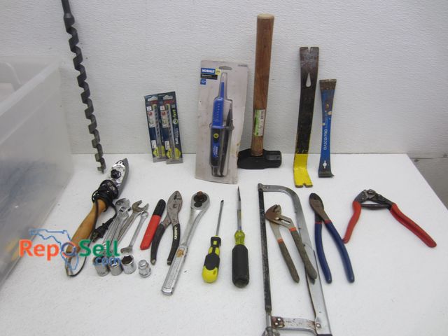 Lot 31-2415 - Tote of Hand Tools: Sockets, Wrenches, Hammers, Pliers, etc.