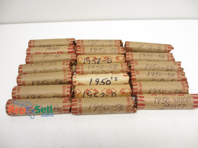 Lot 31-9024 - (20) Rolls 1940's &amp; 50's P,D,S Wheat Cents