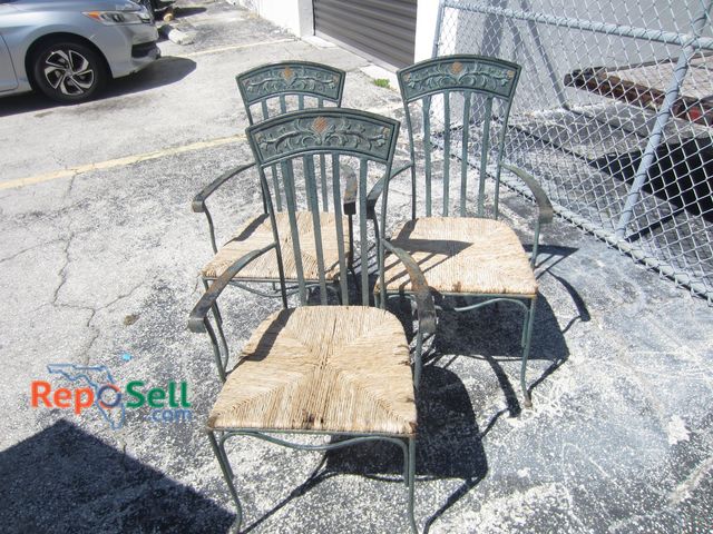 Lot 31-7287 - (3) Vintage Italian Wrought Iron/Woven Rush Chairs