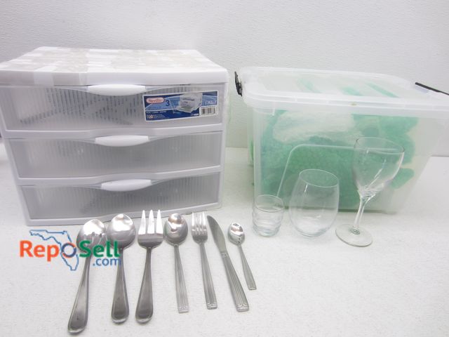 Lot 31-4180 - Lot of Wine Glasses, Silverware &amp; Tealights